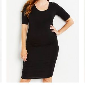NWT! Black side ruched jersey knit dress